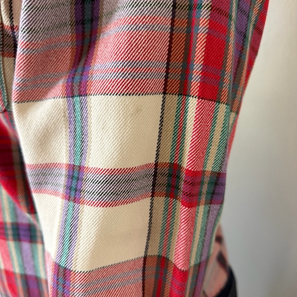 Eddie Bauer Red, Cream, Blue, Purple, Green Soft Woven Plaid Button Down Shirt - Picture 10 of 11